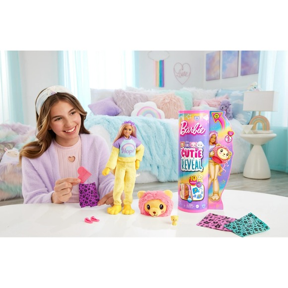 Barbie Cutie Reveal Cozy Cute Tees Lion, Purple Streaked Hair Doll & Accessories - Picture 2 of 16